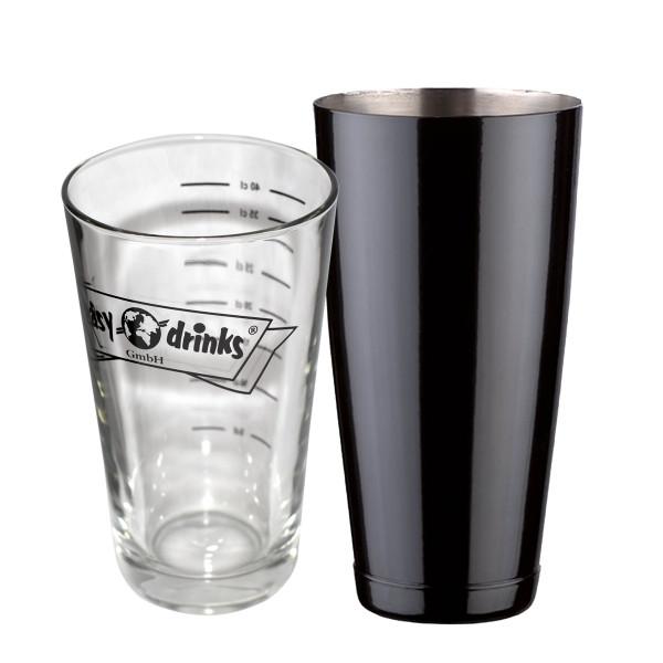Boston Shaker Set - Edelstahl-Becher & Glas mit 5 cl Skala